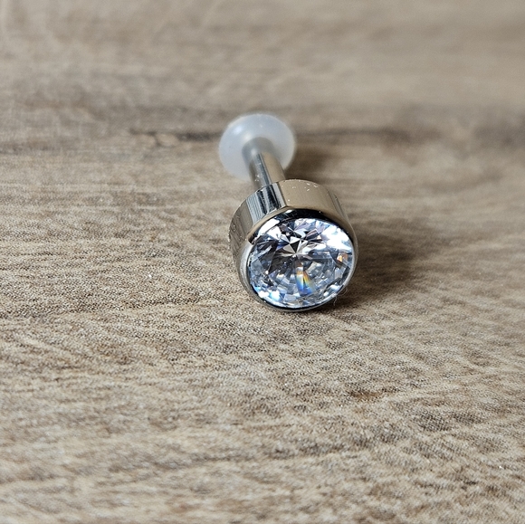 TITANIUM FACETED GEM PLUGS - WHITE CZ size 12g - Picture 10 of 10